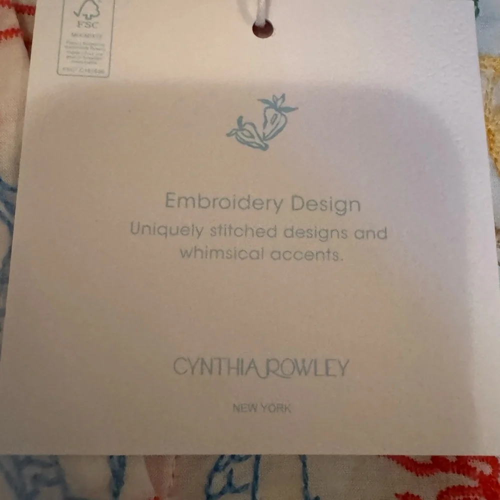 NWT Cynthia Rowley Embroidery Design Citrus and Seafood Print Shirt Size L - Picture 7 of 9